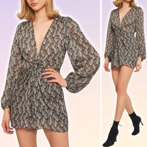 NWT ZARA Lightweight Knot Metallic Mini Dress Sz XS - Picture 1 of 9